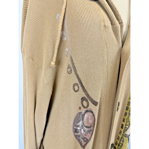 90's Vintage BLUE FISH Neutral Khaki Hooded Thermal Cotton Jacket OS #5-0174 USA - Picture 10 of 16